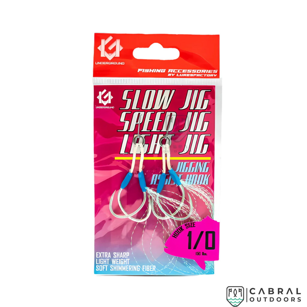 LuresFactory Underground Assist Hooks Slow Jigs | hook size 1/0, 2/0, 3/0, 4/0 | 2pcs/pkt  Assist Hooks  Lures Factory  Cabral Outdoors  