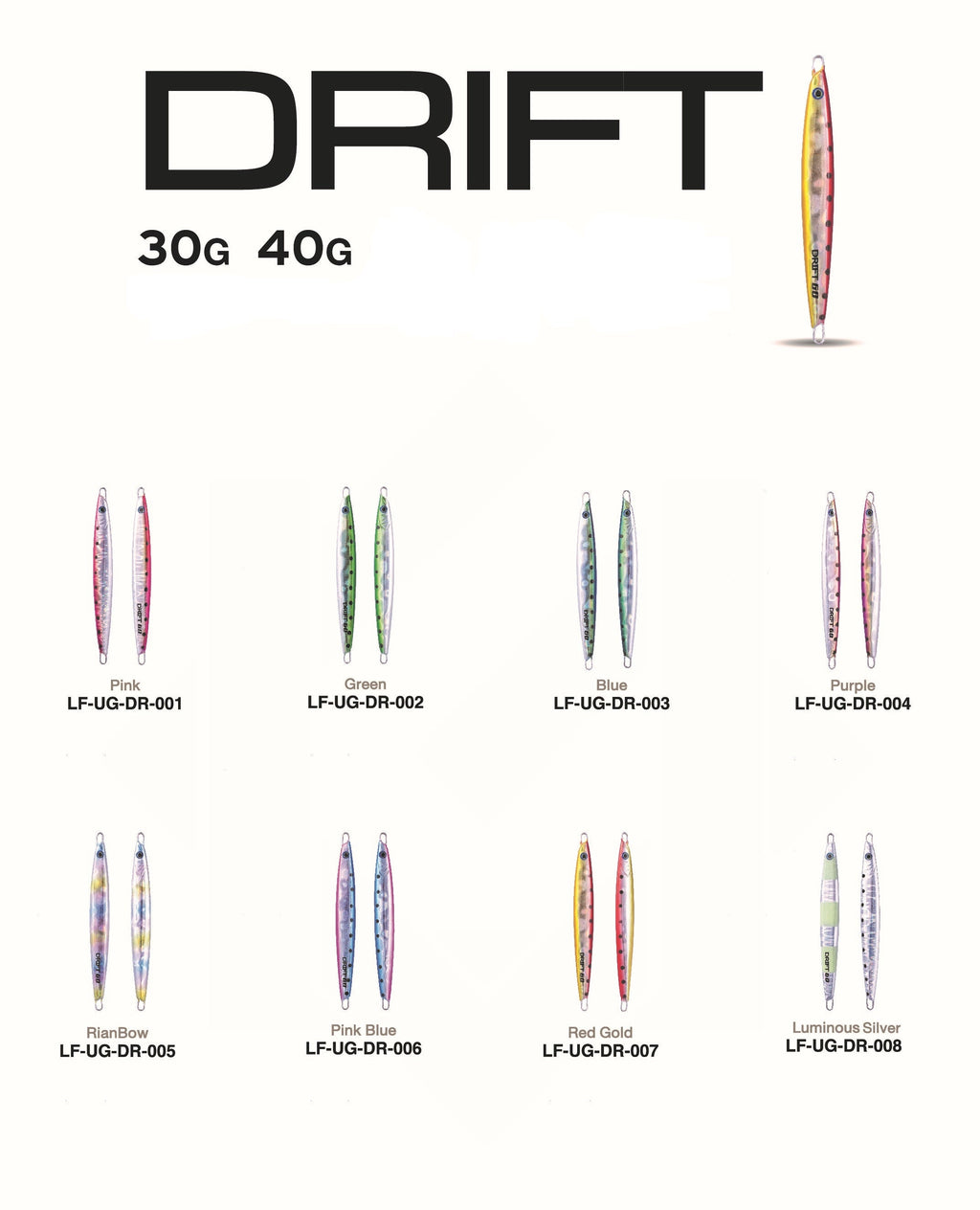 Underground Metal Jig Drift 8.5 cm and 9cm | 30g and 40g (No Hooks)  Jigs  Lures Factory  Cabral Outdoors  